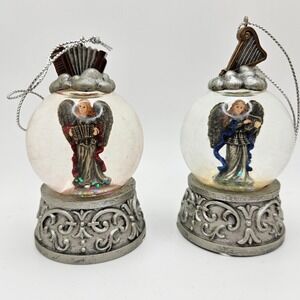 Vintage Angel Snow Globe Ornaments – Lot of 2 – Musical Instruments